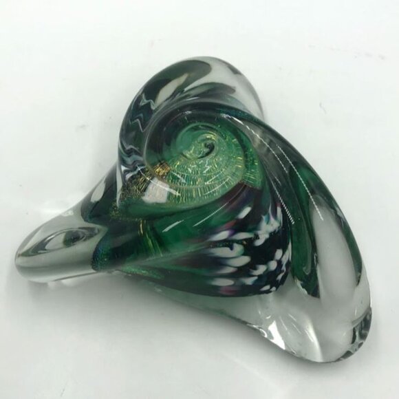 Glass Paperweight Unique Colorful Swirl 3 Point - Picture 4 of 15